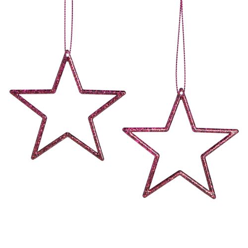 Estrelas decorativas poinsétias para pendurar Berry Glitter 7,5 cm 40 un