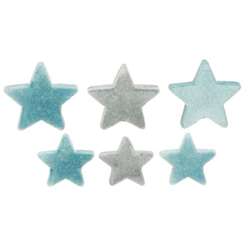 Estrelas decorativas flocadas decoração scatter azul Ø4/5cm 40 peças