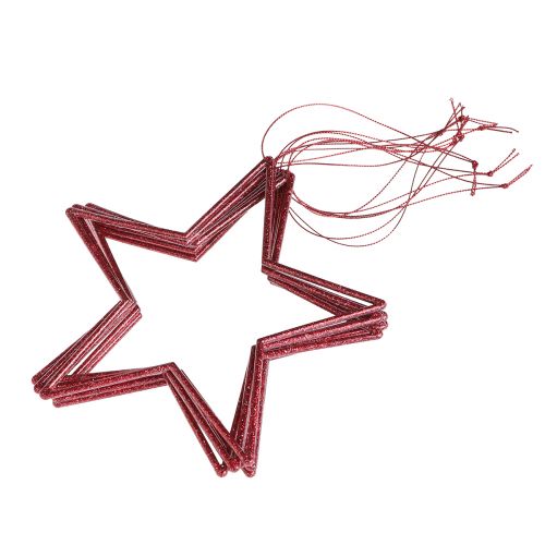 Itens Estrelas decorativas com estrelas vermelhas brilhantes para pendurar 18 cm 8 un