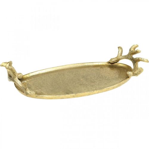 Itens Bandeja decorativa chifre de veado dourado vintage oval L35×L17cm