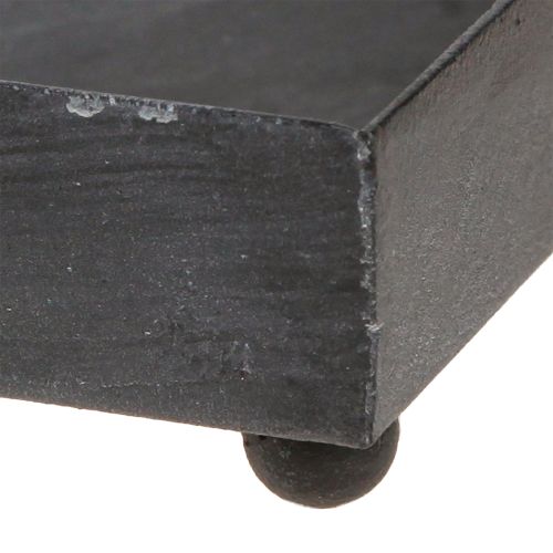 Itens Bandeja decorativa metal preto cinza lavado 15×15cm 2 unidades