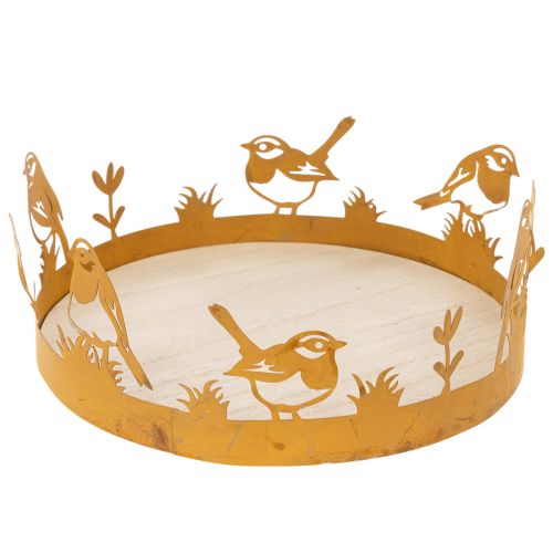 Bandeja decorativa, decoração de mesa com pássaros, decoração de primavera, metal enferrujado, Ø20cm A8,5cm comprar | Floristik24.pt