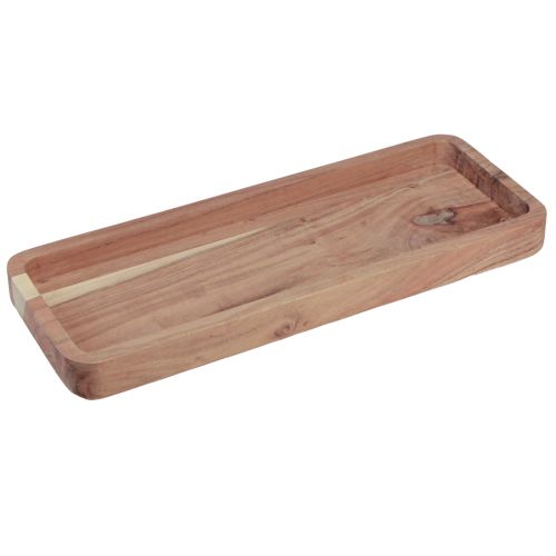 Itens Bandeja decorativa, madeira de acácia oblonga, natural 40×15cm