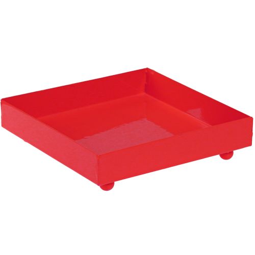 Bandeja decorativa quadrada vermelha de metal 15×15cm 2 unidades