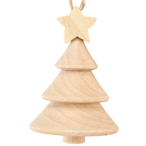 Árvore de Natal decorativa de madeira, enfeites para árvore de Natal Ø5cm H7,5cm, 6 peças