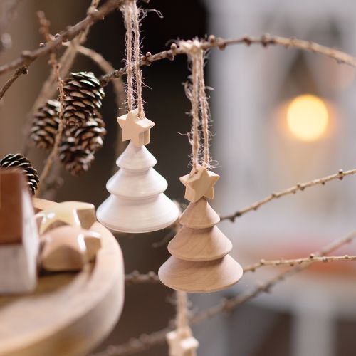 Itens Árvore de Natal decorativa de madeira, enfeites para árvore de Natal Ø5cm H7,5cm, 6 peças