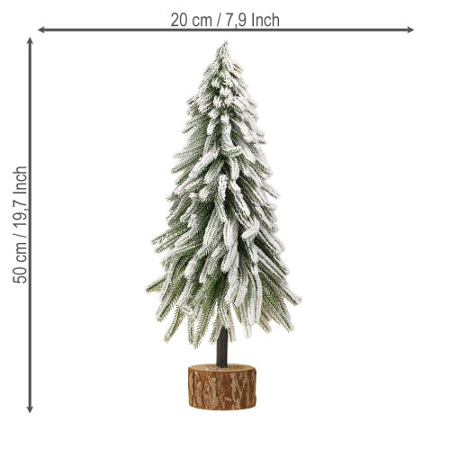 Floristik24 Árvore de Natal decorativa com base coberta de neve e casca Ø20cm H50cm