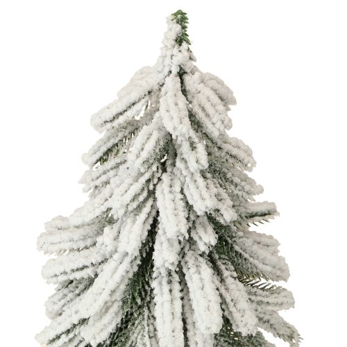 Floristik24 Árvore de Natal decorativa coberta de neve sobre base de madeira Ø15cm H30cm