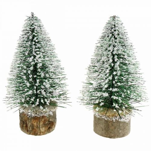 Floristik24 Decoração de Natal, abeto deco, mini abeto verde nevado A15cm Ø9,5cm 6uds