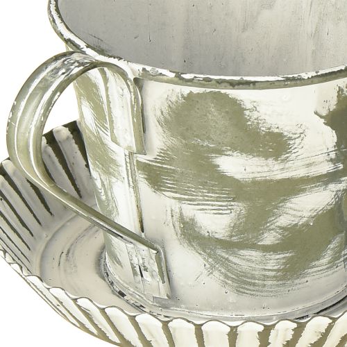 Itens Copo decorativo metal branco lavado antigo Ø9cm H8cm 2 unidades