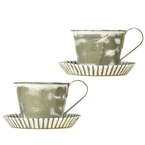 Itens Copo decorativo metal branco lavado antigo Ø9cm H8cm 2 unidades