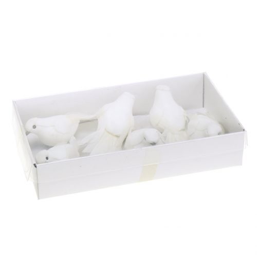Floristik24 Pombos decorativos em fio branco 9cm 6pcs