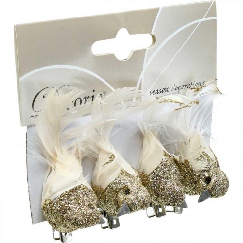 Itens Par de pombos Deco Pássaros Deco com clipe Dourado C5cm 4 un