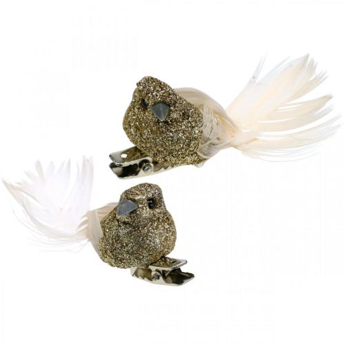Itens Par de pombos Deco Pássaros Deco com clipe Dourado C5cm 4 un