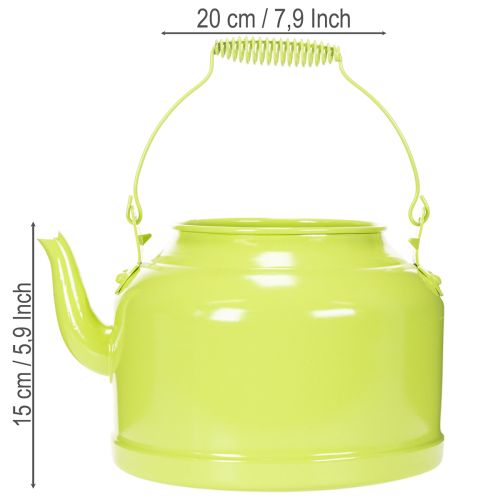 Bule decorativo de metal, verde-maçã - vaso de flores - Ø20cm A15cm - decoração versátil para jardim e ideia de presente | Floristik24.pt