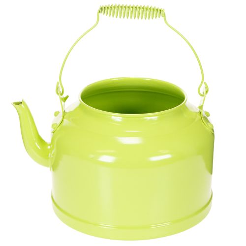Bule decorativo de metal, verde-maçã - vaso de flores - Ø20cm A15cm - decoração versátil para jardim e ideia de presente | Floristik24.pt