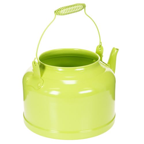 Bule decorativo de metal, verde-maçã - vaso de flores - Ø20cm A15cm - decoração versátil para jardim e ideia de presente | Floristik24.pt