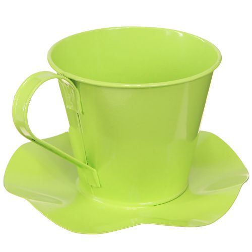 Itens Xícara de chá decorativa em metal com prato verde claro Ø12 Alt.10cm 8 un