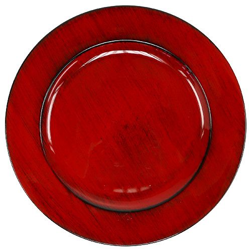 Prato decorativo plástico Ø28cm vermelho-preto