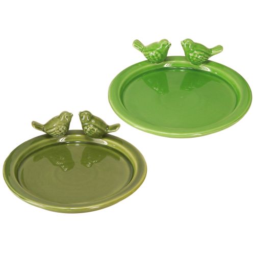 Itens Prato decorativo para mesa de banho de pássaros decoração cerâmica verde Ø20,5cm 2 peças