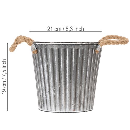Vaso decorativo para plantas, vaso de metal com alças, decoração em metal estilo shabby chic Ø21,5cm | Floristik24.pt