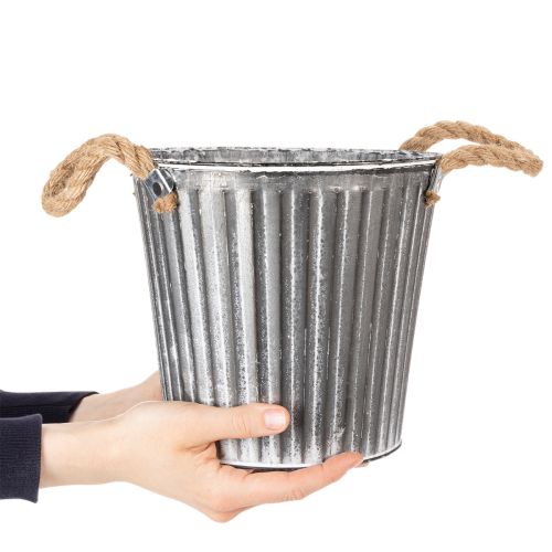 Vaso decorativo para plantas, vaso de metal com alças, decoração em metal estilo shabby chic Ø21,5cm | Floristik24.pt