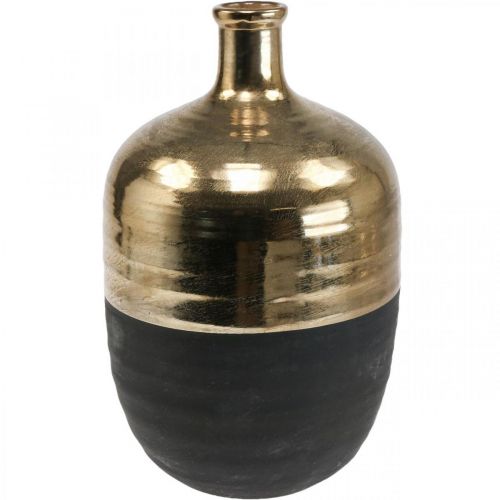 Itens Vaso Decorativo Vaso de Cerâmica Preto/Dourado Grande Ø21cm A37,5cm
