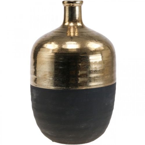 Itens Vaso Decorativo Vaso de Cerâmica Preto/Dourado Grande Ø21cm A37,5cm