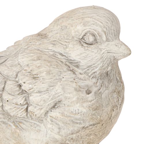 Itens Estatueta decorativa de pássaro pardal em pedra fundida, lavada a branco, altura 12,5 cm