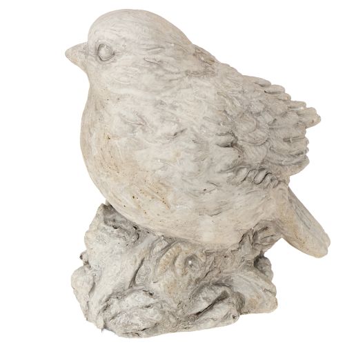 Itens Estatueta decorativa de pássaro pardal em pedra fundida, lavada a branco, altura 12,5 cm