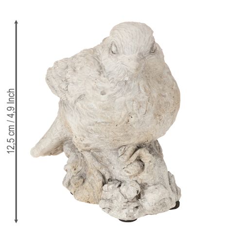 Itens Estatueta decorativa de pássaro pardal em pedra fundida, lavada a branco, altura 12,5 cm
