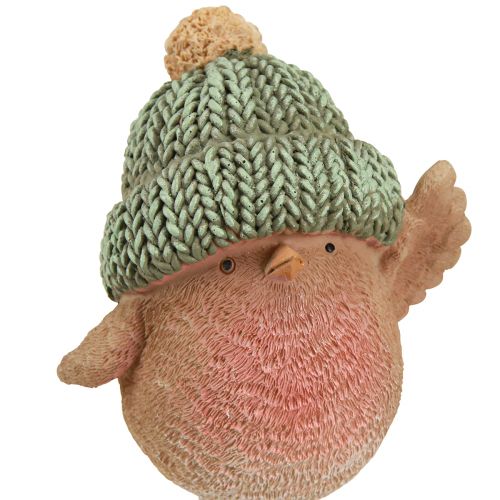 Itens Pássaro decorativo com chapéu decoração de inverno azul verde Alt.18cm 2 unidades