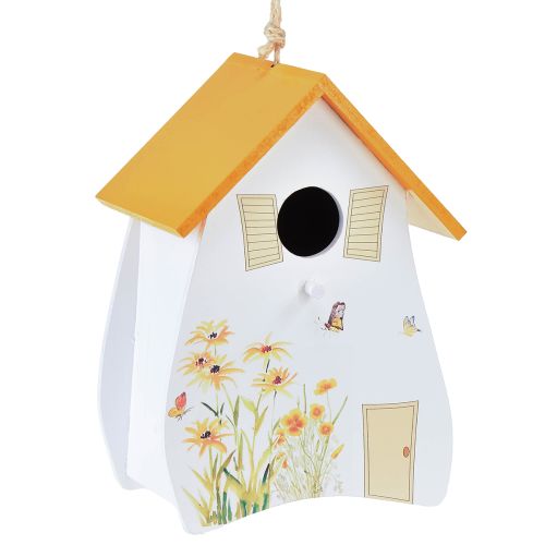 Floristik24 Casa de passarinho decorativa para pendurar branco amarelo verão Alt.21cm 2 unidades