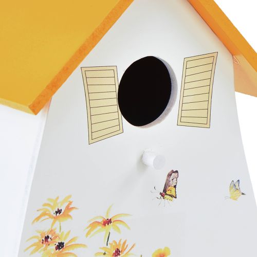 Floristik24 Casa de passarinho decorativa para pendurar branco amarelo verão Alt.21cm 2 unidades