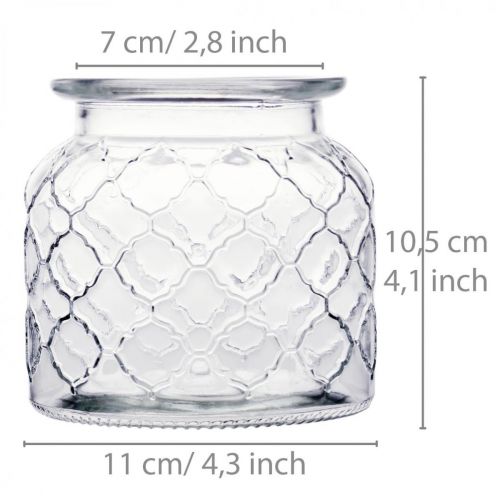 Floristik24 Padrão de diamante de lanterna decorativa, vaso de vidro, vaso de vidro, decoração de vela 2 peças