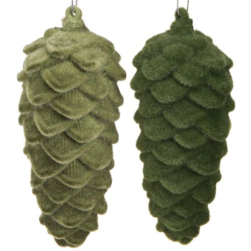 Cabide decorativo para pinhas pinhas verdes flocadas 11,5 cm 6 peças