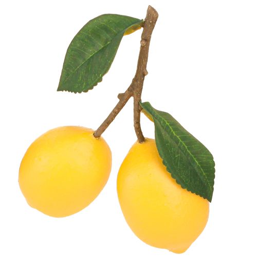 Limões artificiais decorativos 2 limões em um galho 16cm 3 unidades