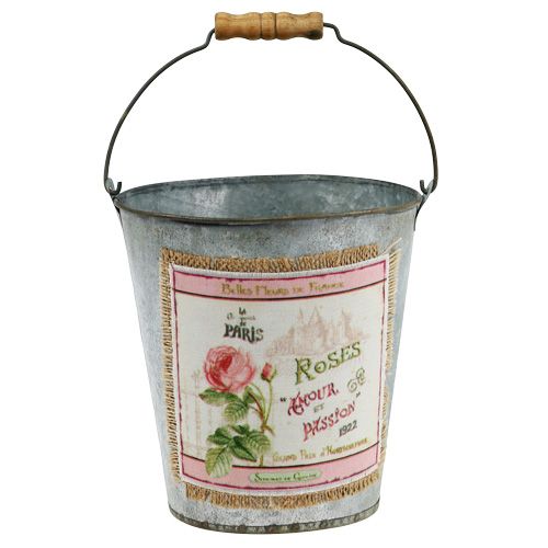 Floristik24 Balde decorativo com motivo de rosas Ø16,5cm A17,5cm