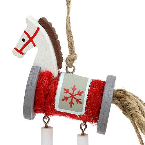 Itens Cavalo pendurado decorativo vermelho-branco 20 cm 6 unidades