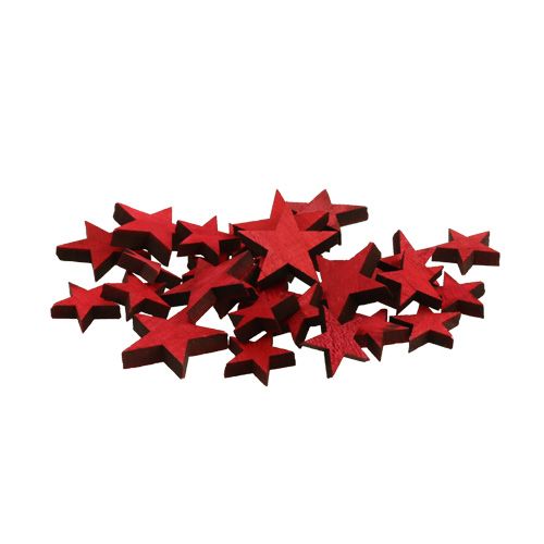 Floristik24 Estrelas de madeira dispersas vermelhas 3-5 cm 72 unidades