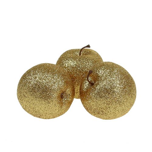 Floristik24 Maçãs decorativas de ouro com mica Ø6cm 12 unidades