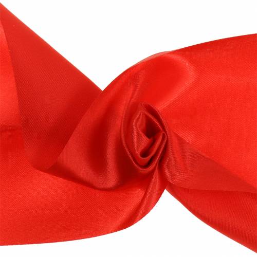 Floristik24 Fita de cetim para mesa com fita vermelha 100mm 15m
