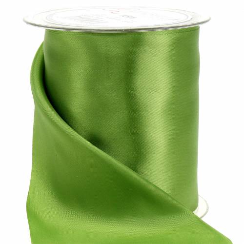 Floristik24 Fita de mesa de cetim verde claro 100mm 15m