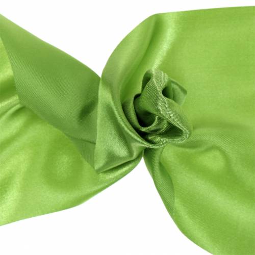 Floristik24 Fita de mesa de cetim verde claro 100mm 15m