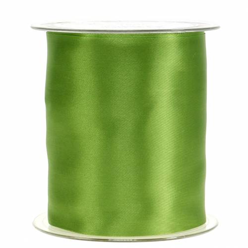 Floristik24 Fita de mesa de cetim verde claro 100mm 15m