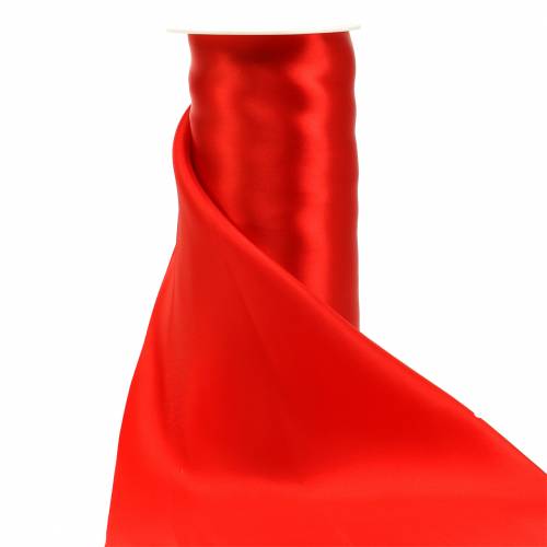 Floristik24 Fita de cetim fita de mesa vermelha 200mm 10m