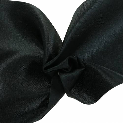 Floristik24 Fita de mesa de cetim preta 100mm 15m