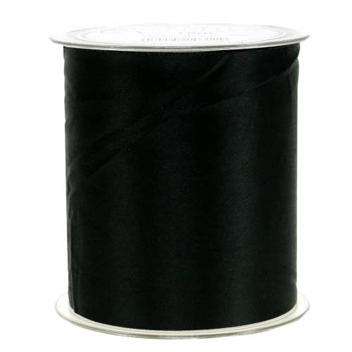 Floristik24 Fita de mesa de cetim preta 100mm 15m