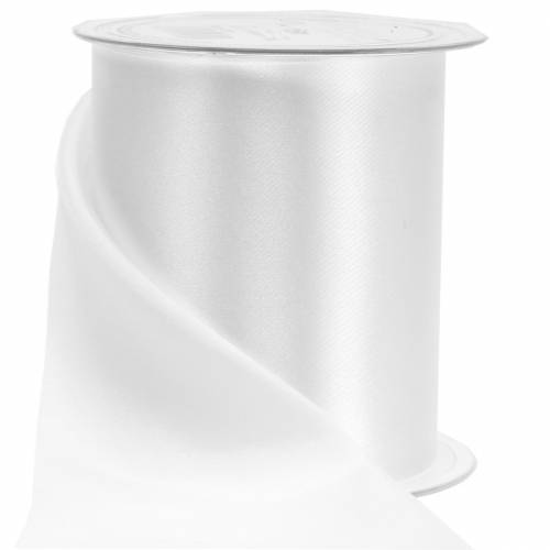 Floristik24 Fita de cetim para mesa com fita branca 100mm 15m