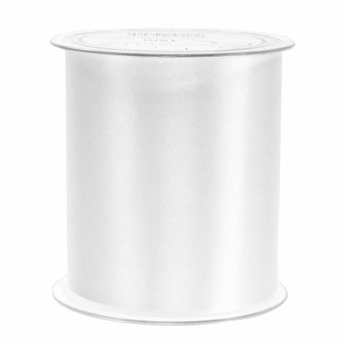 Floristik24 Fita de cetim para mesa com fita branca 100mm 15m